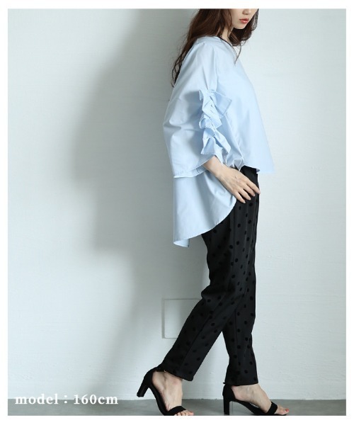 Sawa a la mode（サワアラモード）の「袖フリルフィッシュテールブラウス（シャツ/ブラウス・レディース・ホワイト/ブルー・FREE）」の13枚目の写真