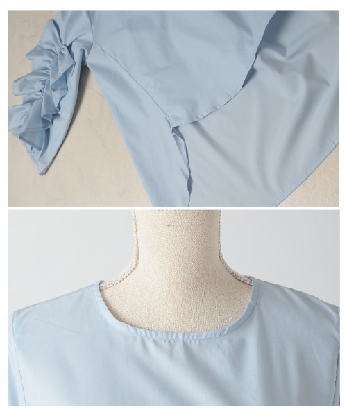 Sawa a la mode（サワアラモード）の「袖フリルフィッシュテールブラウス（シャツ/ブラウス・レディース・ホワイト/ブルー・FREE）」の22枚目の写真