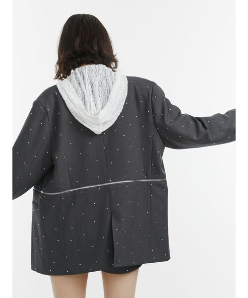 jouetie(ジュエティ)の「ギャザースリーブレースフーディ(Tシャツ/カットソー・レディース・ブラック/ライトブルー/オフホワイト・MEDIUM)」の9枚目の写真