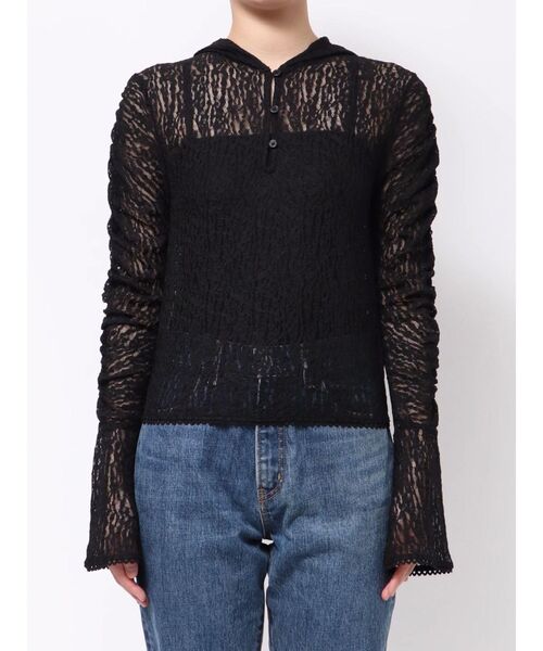 jouetie(ジュエティ)の「ギャザースリーブレースフーディ(Tシャツ/カットソー・レディース・ブラック/ライトブルー/オフホワイト・MEDIUM)」の16枚目の写真