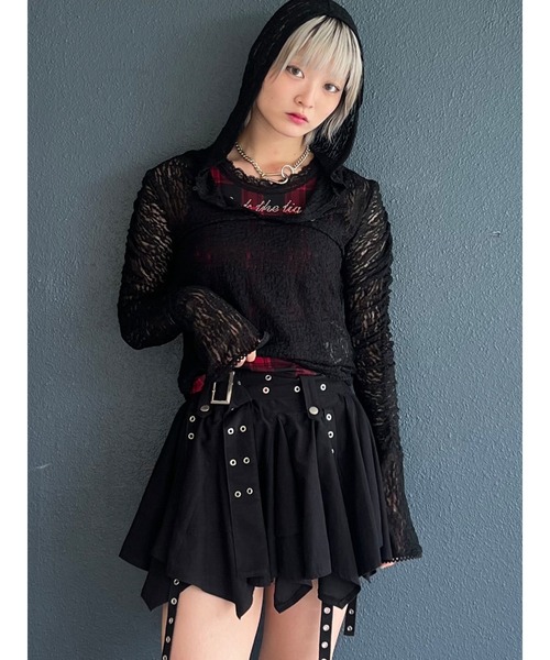 jouetie(ジュエティ)の「ギャザースリーブレースフーディ(Tシャツ/カットソー・レディース・ブラック/ライトブルー/オフホワイト・MEDIUM)」の2枚目の写真