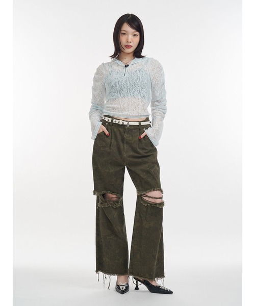 jouetie(ジュエティ)の「ギャザースリーブレースフーディ(Tシャツ/カットソー・レディース・ブラック/ライトブルー/オフホワイト・MEDIUM)」の5枚目の写真