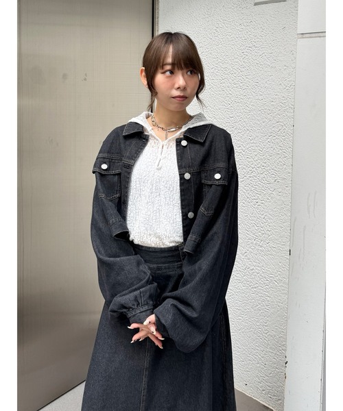 セール】ギャザースリーブレースフーディ（Tシャツ/カットソー