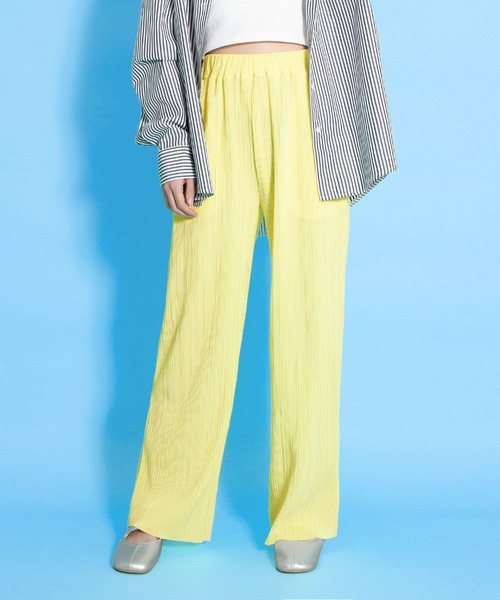 PUNYUS（プニュズ）の「セルフカットプリーツパンツ（その他パンツ・レディース・ブラック/サックスブルー/スミクロ/イエロー/オレンジ・1/2/3/4）」の4枚目の写真