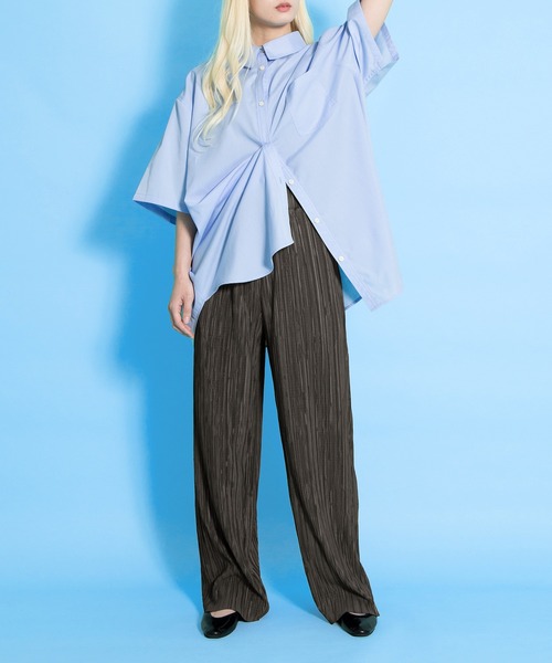 PUNYUS（プニュズ）の「セルフカットプリーツパンツ（その他パンツ・レディース・ブラック/サックスブルー/スミクロ/イエロー/オレンジ・1/2/3/4）」の10枚目の写真