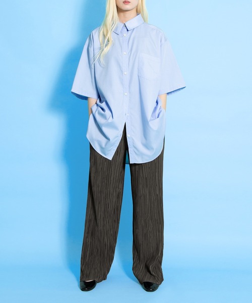 PUNYUS（プニュズ）の「セルフカットプリーツパンツ（その他パンツ・レディース・ブラック/サックスブルー/スミクロ/イエロー/オレンジ・1/2/3/4）」の12枚目の写真