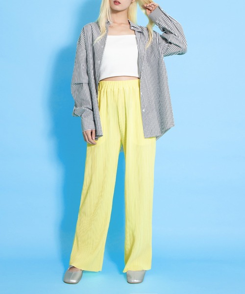 PUNYUS（プニュズ）の「セルフカットプリーツパンツ（その他パンツ・レディース・ブラック/サックスブルー/スミクロ/イエロー/オレンジ・1/2/3/4）」の18枚目の写真