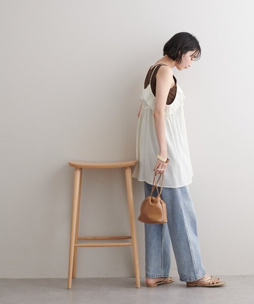 DISCOAT（ディスコート）の「●リボンフリルキャミチュニック（チュニック・レディース・ブラック/ブラウン/オフホワイト・FREE）」の12枚目の写真