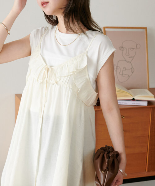 DISCOAT（ディスコート）の「●リボンフリルキャミチュニック（チュニック・レディース・ブラック/ブラウン/オフホワイト・FREE）」の18枚目の写真