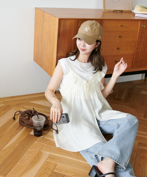 DISCOAT（ディスコート）の「●リボンフリルキャミチュニック（チュニック・レディース・ブラック/ブラウン/オフホワイト・FREE）」の19枚目の写真