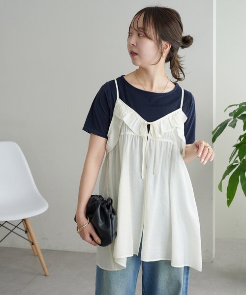 DISCOAT（ディスコート）の「●リボンフリルキャミチュニック（チュニック・レディース・ブラック/ブラウン/オフホワイト・FREE）」の22枚目の写真