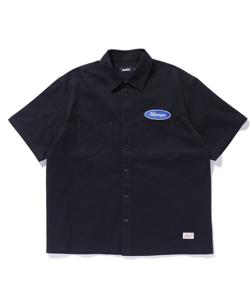 XLARGE(エクストララージ)の「OVAL LOGO WORK S/S SHIRT(シャツ/ブラウス・メンズ・ブラウン/ブラック/ライトブルー・S/M/L/XL)」の1枚目の写真