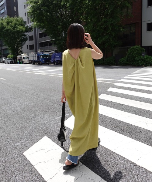 セール】リネンタッチバックデザインワンピース（ワンピース