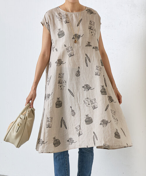 新品未使用】beardsley リネンフレアワンピース