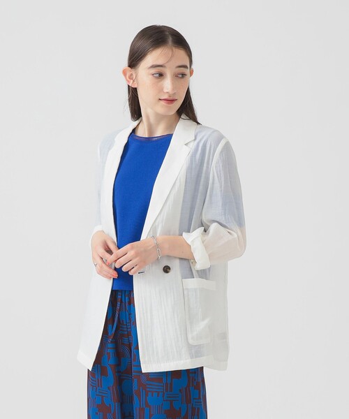 B:MING by BEAMS（ビーミングバイビームス）の「【手洗いOK】シアー テーラード ジャケット（S～M）（テーラードジャケット・レディース・カーキ/ブラック/オフホワイト・MEDIUM/SMALL）」の7枚目の写真