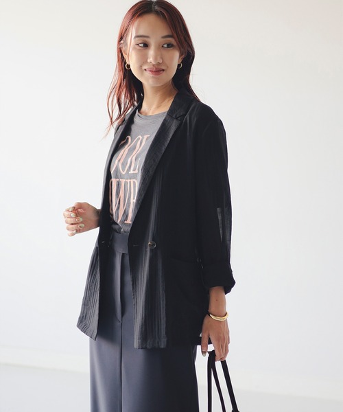B:MING by BEAMS(ビーミングバイビームス)の「【手洗いOK】シアー テーラード ジャケット(S~M)(テーラードジャケット・レディース・カーキ/ブラック/オフホワイト・MEDIUM/SMALL)」の9枚目の写真