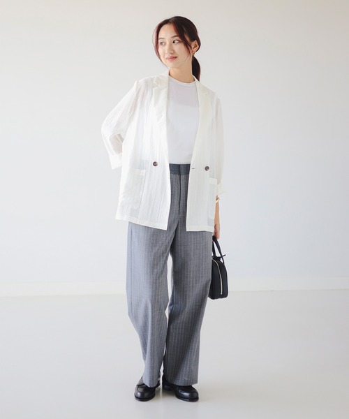 B:MING by BEAMS(ビーミングバイビームス)の「【手洗いOK】シアー テーラード ジャケット(S~M)(テーラードジャケット・レディース・カーキ/ブラック/オフホワイト・MEDIUM/SMALL)」の7枚目の写真