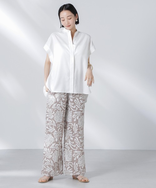 NANO universe（ナノユニバース）の「バンドカラーノースリーブシャツ（シャツ/ブラウス・レディース・ブルー/ブラック/ホワイト・FREE）」の7枚目の写真