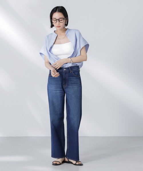 NANO universe（ナノユニバース）の「バンドカラーノースリーブシャツ（シャツ/ブラウス・レディース・ブルー/ブラック/ホワイト・FREE）」の22枚目の写真