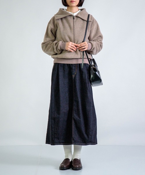 ALWEL（オルウエル）の「[ALWEL] FLEECE HIGH NECK PO / フリース ハイネックプルオーバー（ニット/セーター・レディース・モカ/ブラック/チャコールグレー・FREE）」の6枚目の写真