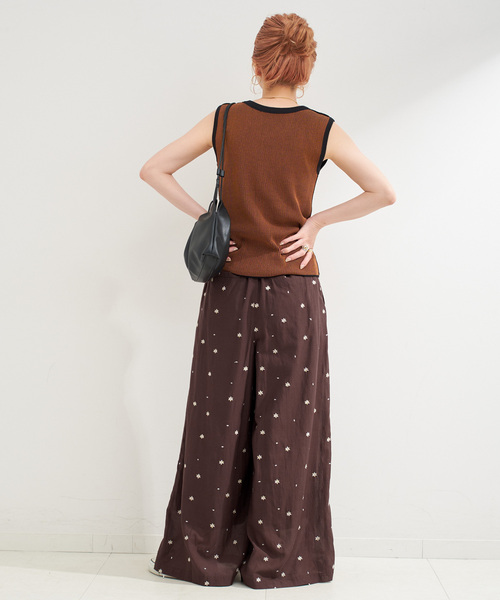 WEB限定】手洗い可 / フラワー刺繍ギャザーパンツ（その他パンツ