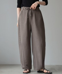 【裾が絞れるドロスト付き】バレルレッグパンツ