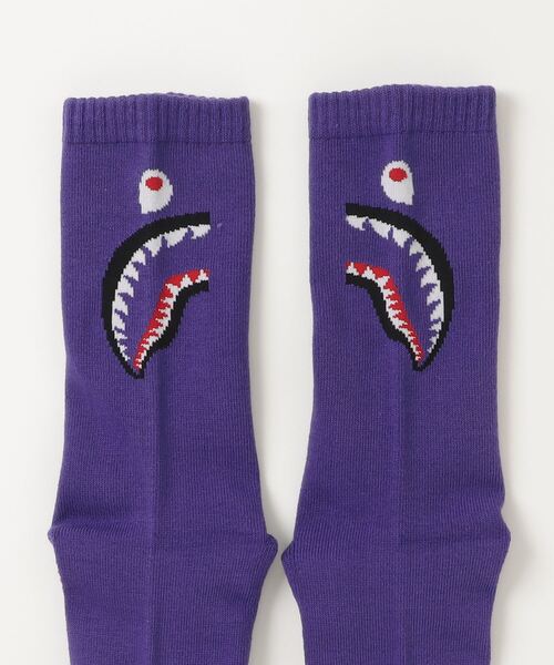 A BATHING APE(アベイシングエイプ)の「SHARK SOCKS(ソックス/靴下・メンズ・ブラック/グレー/パープル/ホワイト・LARGE/MEDIUM)」の7枚目の写真
