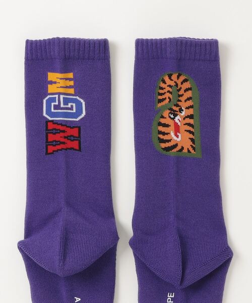 A BATHING APE(アベイシングエイプ)の「SHARK SOCKS(ソックス/靴下・メンズ・ブラック/グレー/パープル/ホワイト・LARGE/MEDIUM)」の8枚目の写真