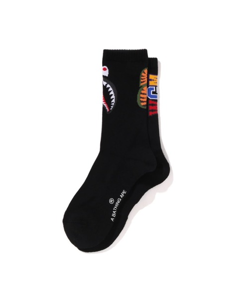 A BATHING APE(アベイシングエイプ)の「SHARK SOCKS(ソックス/靴下・メンズ・ブラック/グレー/パープル/ホワイト・LARGE/MEDIUM)」の3枚目の写真