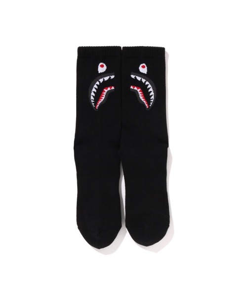 A BATHING APE(アベイシングエイプ)の「SHARK SOCKS(ソックス/靴下・メンズ・ブラック/グレー/パープル/ホワイト・LARGE/MEDIUM)」の10枚目の写真