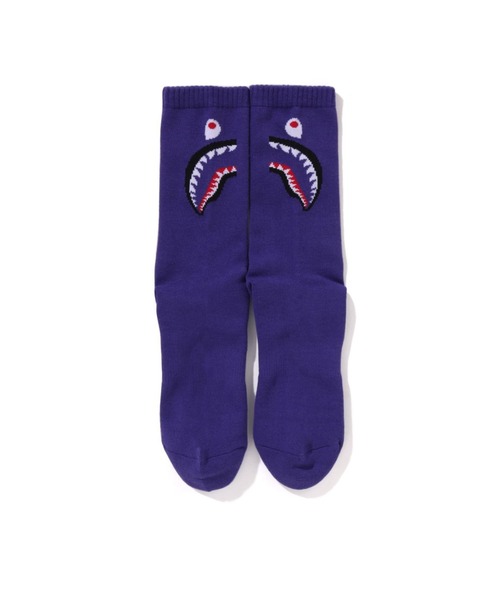 A BATHING APE(アベイシングエイプ)の「SHARK SOCKS(ソックス/靴下・メンズ・ブラック/グレー/パープル/ホワイト・LARGE/MEDIUM)」の12枚目の写真