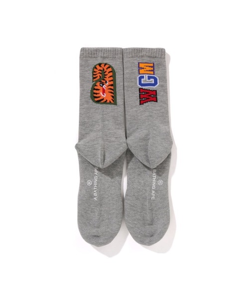 A BATHING APE(アベイシングエイプ)の「SHARK SOCKS(ソックス/靴下・メンズ・ブラック/グレー/パープル/ホワイト・LARGE/MEDIUM)」の5枚目の写真
