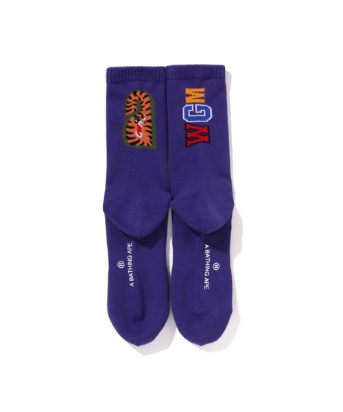 A BATHING APE(アベイシングエイプ)の「SHARK SOCKS(ソックス/靴下・メンズ・ブラック/グレー/パープル/ホワイト・LARGE/MEDIUM)」の6枚目の写真