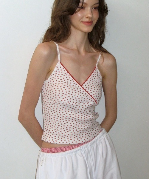 CRANK(クランク)の「【CRANK】LAYERED CAMISOLE / 【クランク】レイヤードキャミソール(キャミソール・レディース・杢グレー/ホワイト×レッド・ONE SIZE)」の21枚目の写真