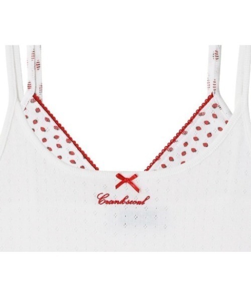 CRANK(クランク)の「【CRANK】LAYERED CAMISOLE / 【クランク】レイヤードキャミソール(キャミソール・レディース・杢グレー/ホワイト×レッド・ONE SIZE)」の14枚目の写真