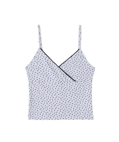 CRANK(クランク)の「【CRANK】LAYERED CAMISOLE / 【クランク】レイヤードキャミソール(キャミソール・レディース・杢グレー/ホワイト×レッド・ONE SIZE)」の5枚目の写真