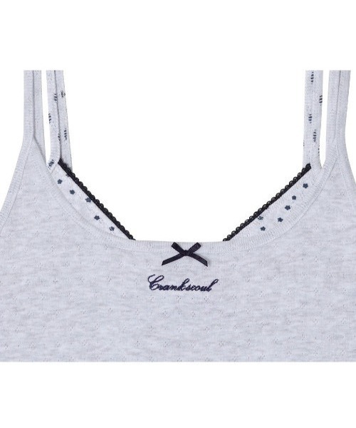 CRANK(クランク)の「【CRANK】LAYERED CAMISOLE / 【クランク】レイヤードキャミソール(キャミソール・レディース・杢グレー/ホワイト×レッド・ONE SIZE)」の3枚目の写真