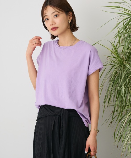 CRAFT STANDARD BOUTIQUE(クラフトスタンダードブティック)の「カットクレープクルーネックTee(Tシャツ/カットソー・レディース・ホワイト/ブラウン/イエロー/オレンジ/ブラック/パープル・FREE)」の4枚目の写真