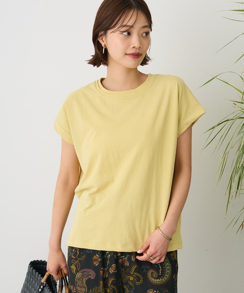 CRAFT STANDARD BOUTIQUE(クラフトスタンダードブティック)の「カットクレープクルーネックTee(Tシャツ/カットソー・レディース・ホワイト/ブラウン/イエロー/オレンジ/ブラック/パープル・FREE)」の5枚目の写真