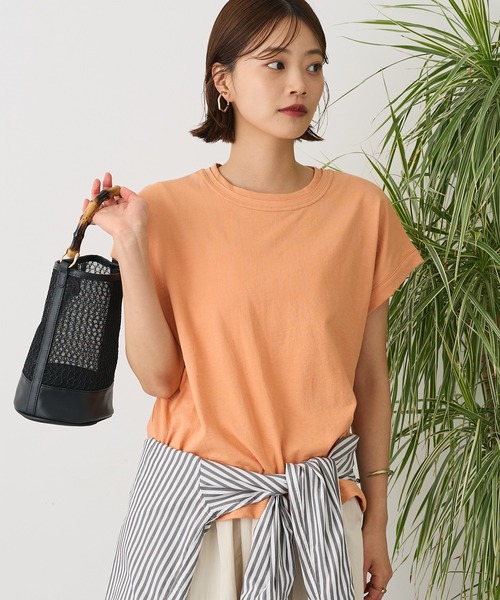 CRAFT STANDARD BOUTIQUE(クラフトスタンダードブティック)の「カットクレープクルーネックTee(Tシャツ/カットソー・レディース・ホワイト/ブラウン/イエロー/オレンジ/ブラック/パープル・FREE)」の6枚目の写真