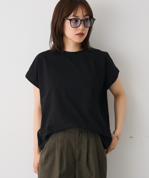 CRAFT STANDARD BOUTIQUE(クラフトスタンダードブティック)の「カットクレープクルーネックTee(Tシャツ/カットソー・レディース・ホワイト/ブラウン/イエロー/オレンジ/ブラック/パープル・FREE)」の1枚目の写真