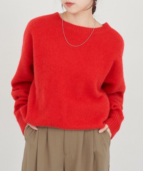 SHENERY ファーカシミヤクルーネックニット レッド SHENERY（シーナリー）の「ファーウールクルーネックニット（ニット