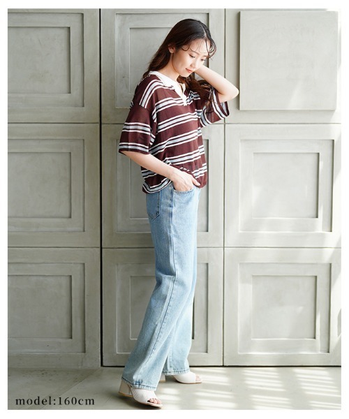 Sawa a la mode（サワアラモード）の「シアーポロニットプルオーバー（Tシャツ/カットソー・レディース・ブラック/ブラウン系その他・FREE）」の5枚目の写真