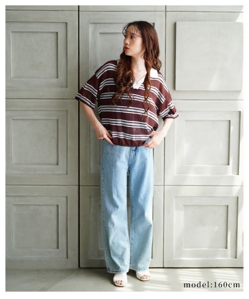 Sawa a la mode（サワアラモード）の「シアーポロニットプルオーバー（Tシャツ/カットソー・レディース・ブラック/ブラウン系その他・FREE）」の9枚目の写真