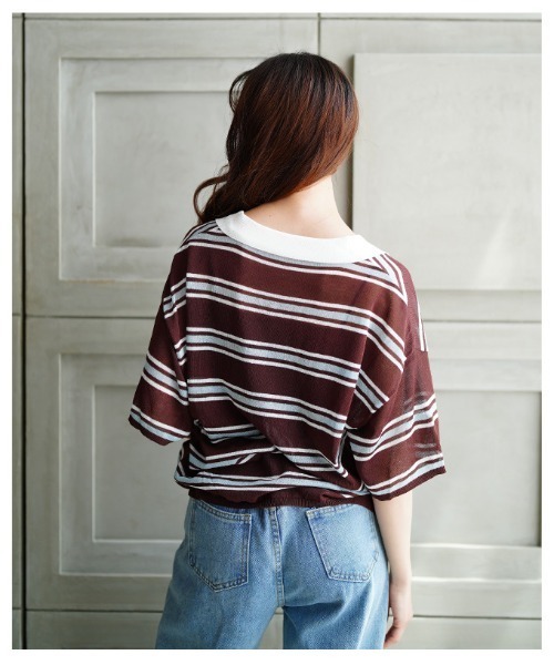 Sawa a la mode（サワアラモード）の「シアーポロニットプルオーバー（Tシャツ/カットソー・レディース・ブラック/ブラウン系その他・FREE）」の10枚目の写真