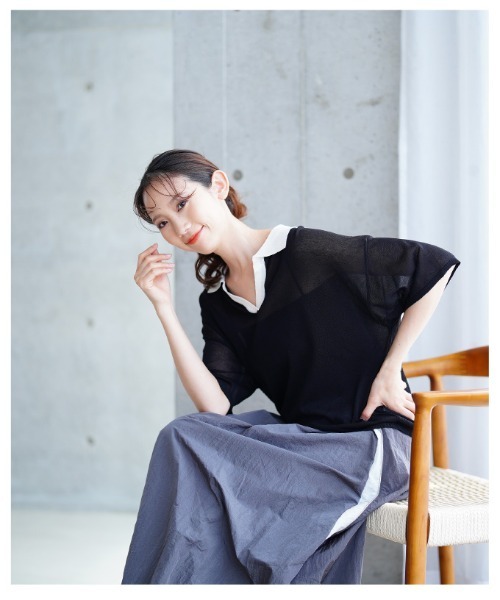 Sawa a la mode（サワアラモード）の「シアーポロニットプルオーバー（Tシャツ/カットソー・レディース・ブラック/ブラウン系その他・FREE）」の20枚目の写真