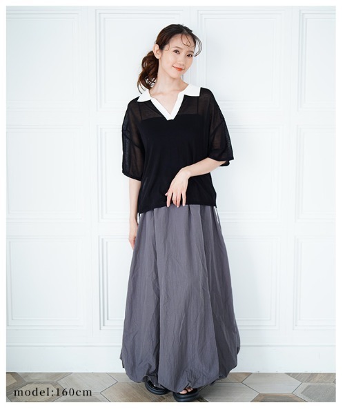Sawa a la mode（サワアラモード）の「シアーポロニットプルオーバー（Tシャツ/カットソー・レディース・ブラック/ブラウン系その他・FREE）」の21枚目の写真