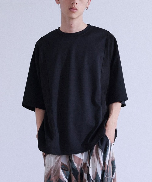 MDR(エムディアール)の「フェイクスエード切替半袖Tシャツ(Tシャツ/カットソー・メンズ・グレー/ブラック・L/M)」の2枚目の写真