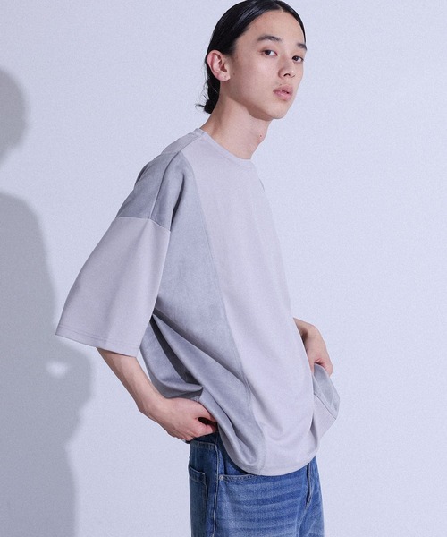 MDR(エムディアール)の「フェイクスエード切替半袖Tシャツ(Tシャツ/カットソー・メンズ・グレー/ブラック・L/M)」の11枚目の写真