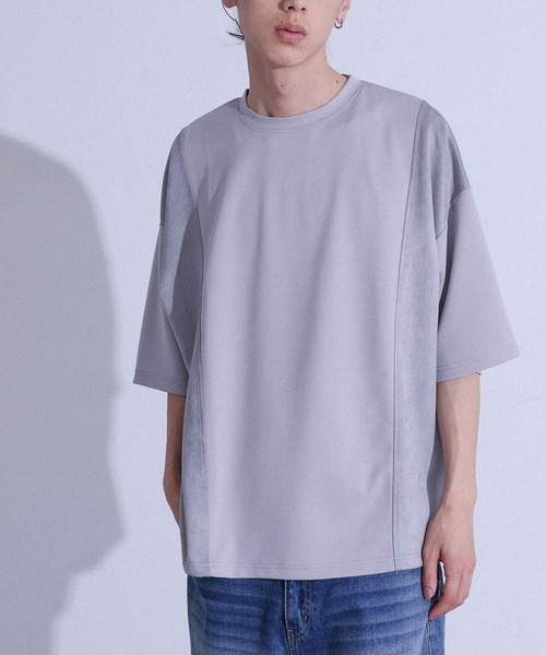 MDR(エムディアール)の「フェイクスエード切替半袖Tシャツ(Tシャツ/カットソー・メンズ・グレー/ブラック・L/M)」の9枚目の写真